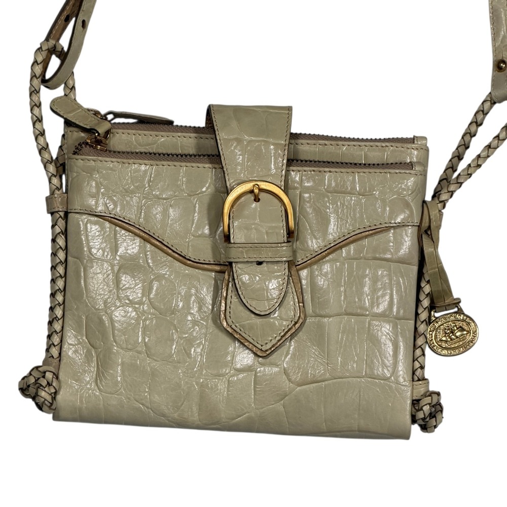 Brahmin Mojito Leather Gold Croc Embossed Crossbody Purse‎ Bag